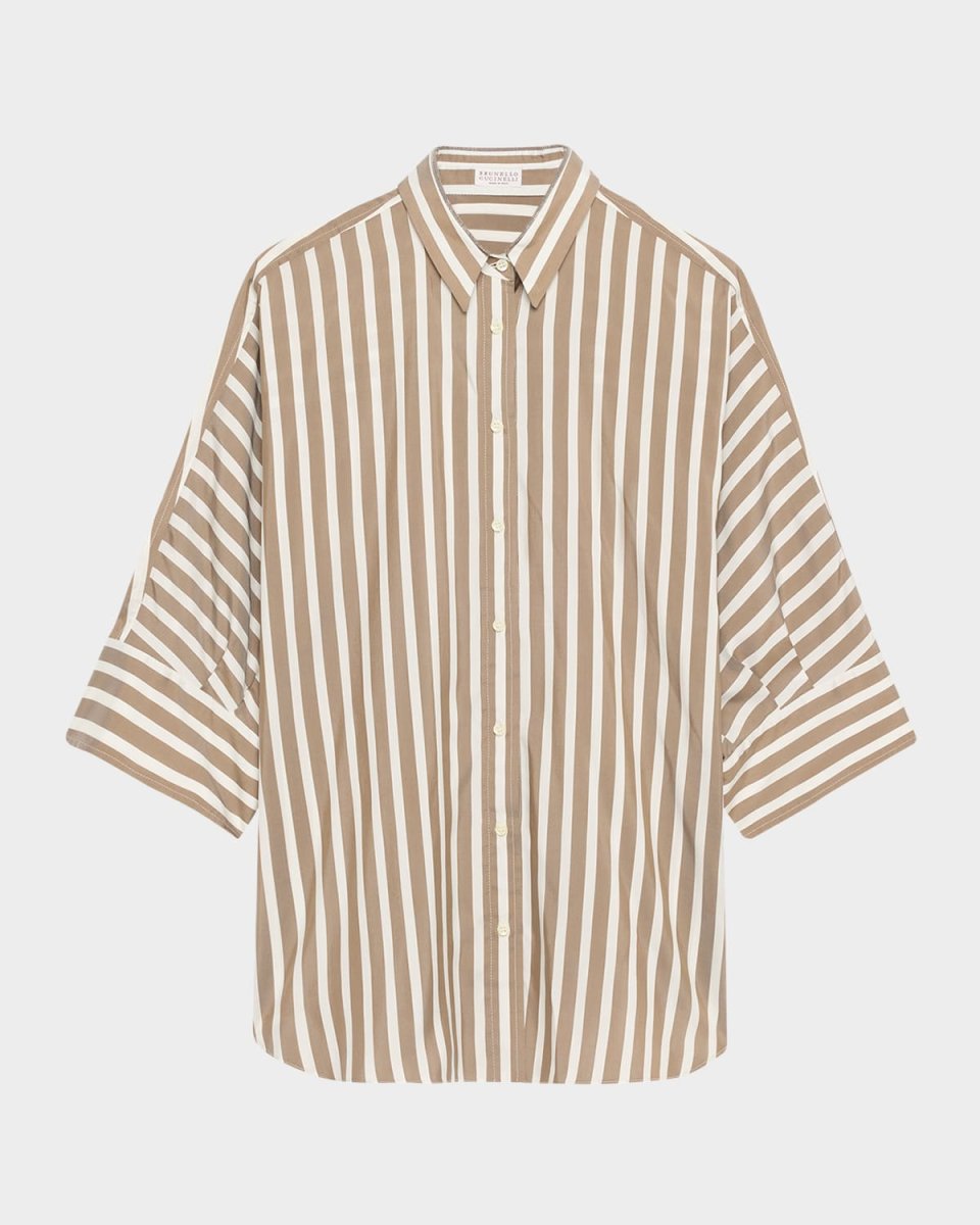 Striped Silk Button-Down Blous